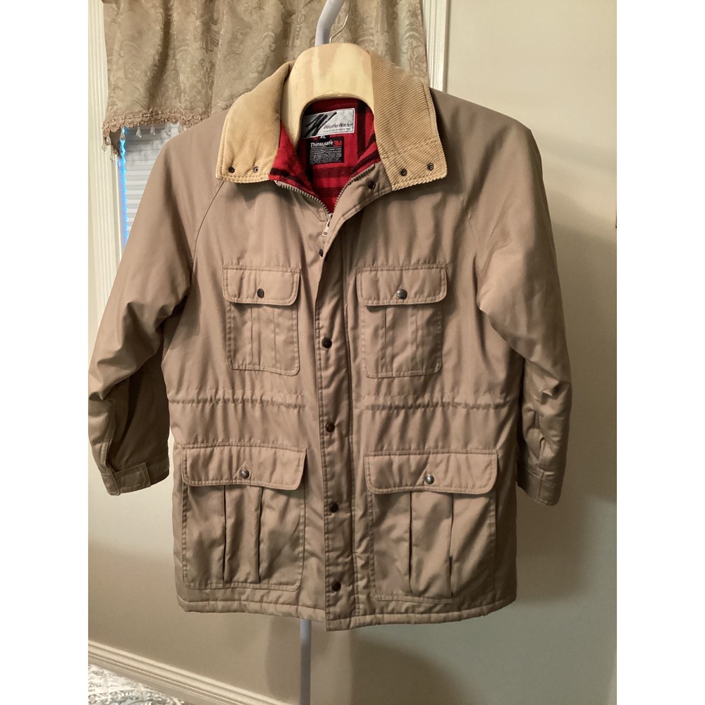 Weather Watcher Pacific Trail Mens XL Tan Thinsulate Plaid Lined Field Jacket